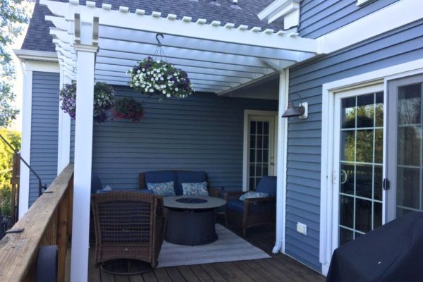 small vinyl pergola attached to the house for sale online