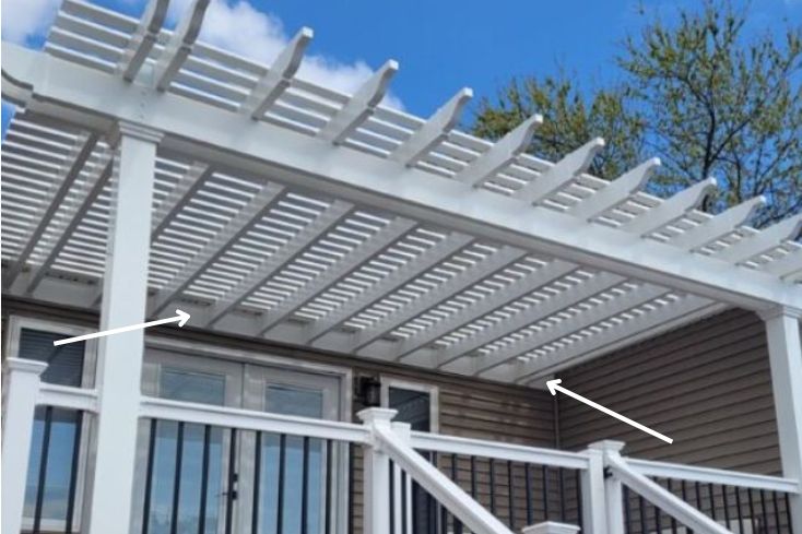 Pergola ledger board on vinyl kit