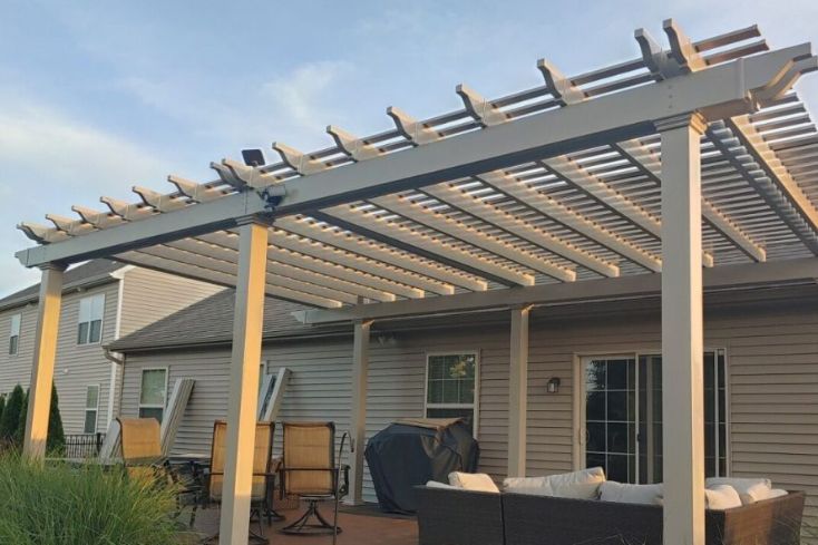 Wall mounted pergola kit in clay color