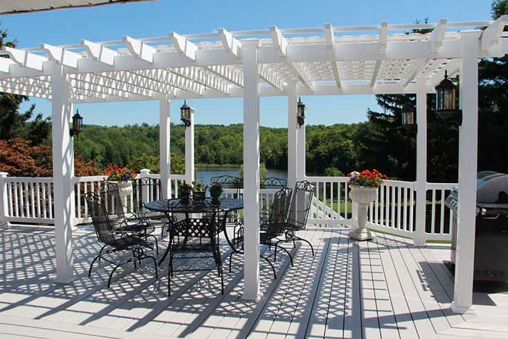 white outdoor rectangular pergola