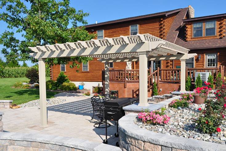 white 16x16 pergola tuscany sunny day